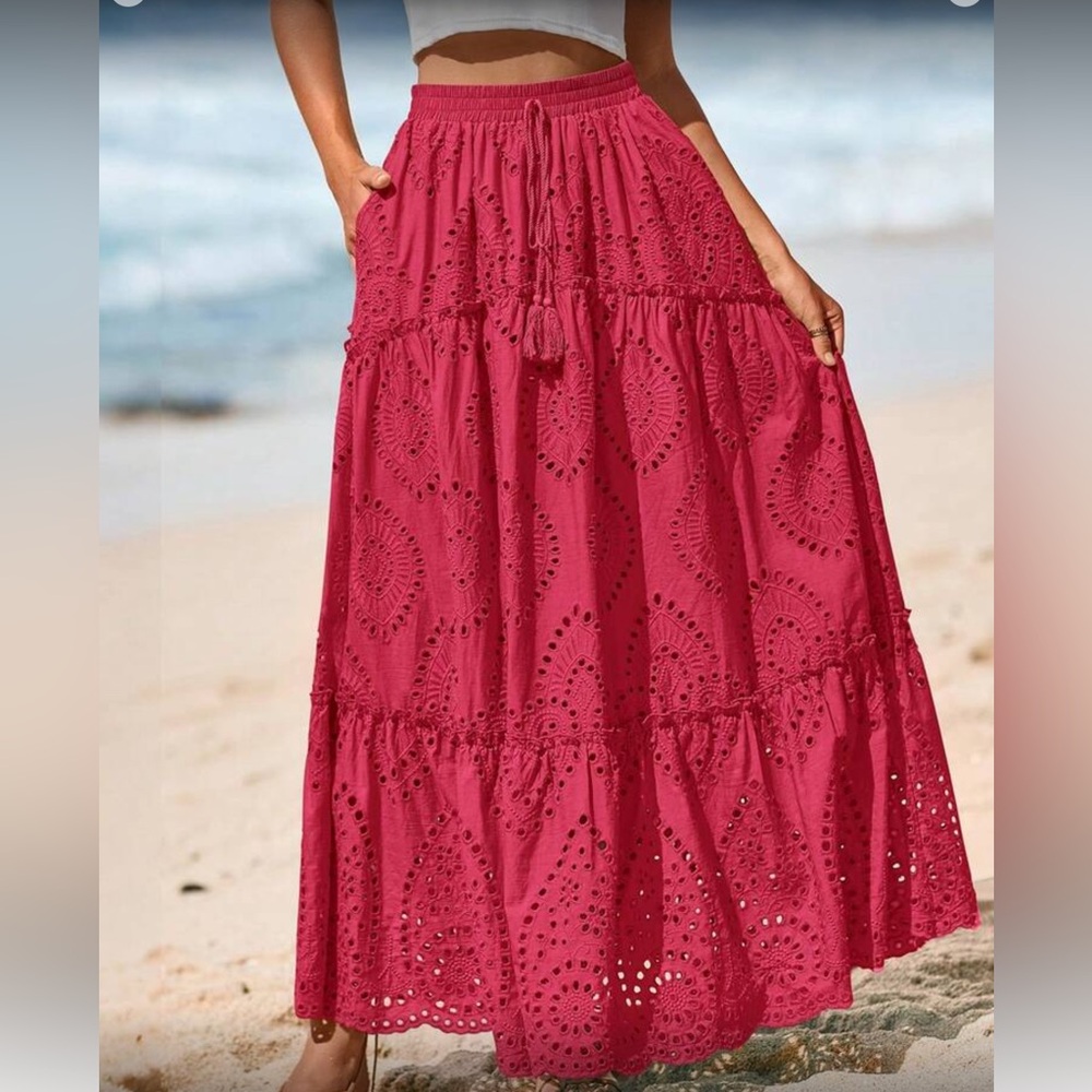 Stunning Hot Pink EyeleMaxi Skirt